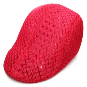 Breathable red mesh beret for men and women, featuring stylish outdoor sunshade peak cap