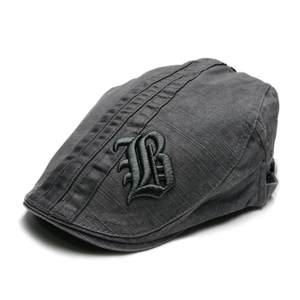 Homme Femme Béret Ivy Rétro Lettre Gothique B Rayé Casquette Plate Vintage Canevas de Coton Pare-soleil Béret Extérieur Décontracté Chapeau