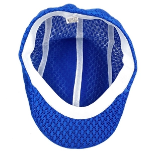 Internal view of blue mesh ivy cap showing white sweatband and structural support bands
