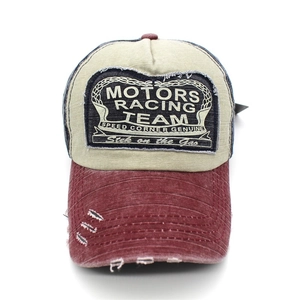 Vintage Motors Racing Team καπέλο μπέιζμπολ σε μπεζ και μπορντό με φθαρμένες λεπτομέρειες