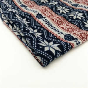 Winter snowflake pattern knitted beanie scarf set in navy blue and red fair isle design