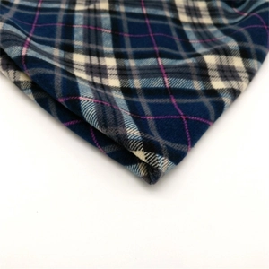 Classic blue and purple plaid beanie hat for women featuring warm thermal fabric texture