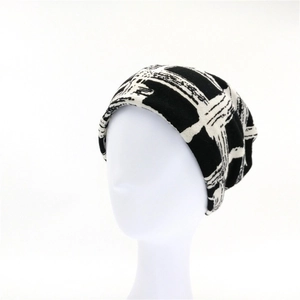 Women Fashion Knitted Beanie Hat Cashmere-Like Material Graffiti Geometric Pattern Warm Pullover Skull Cap Headwear
