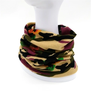Bonnet turban en maille camouflage pour femme et tour de cou à motif floral coloré