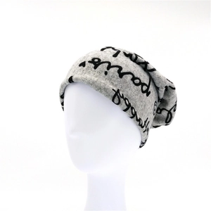 Damen Strickmütze Beanie Buchstaben Druck Kaschmir-Imitat Lässige Slouchy Totenkopfmütze Herbst Winter Warme Turban Hut Zubehör