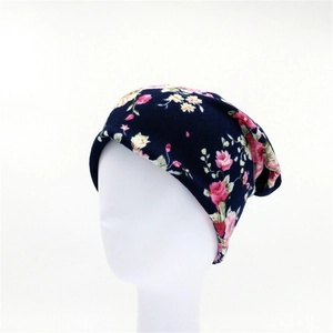 Women's Floral Print Slouchy Beanie Hat Soft Imitation Cashmere Turban Cap Warm Floral Skull Cap For Autumn Winter