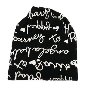 Zweilagige Beanie-Mütze aus Kaschmirimitat mit weißem Buchstaben-Aufdruck für Damen