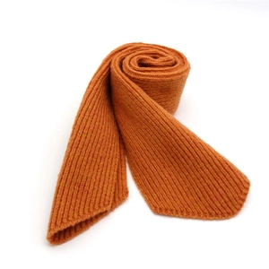 Orange ribbed knit wool scarf for parents and children with a thick textured weave