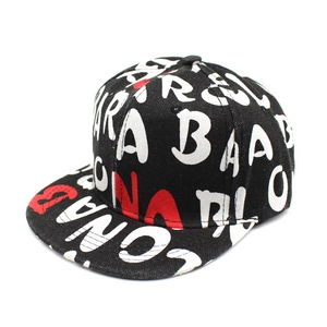 Berretto da baseball hip hop snapback per bambini con scritte graffiti e stelle nere