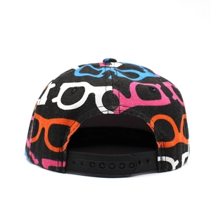Cappellino snapback per bambini con stampa occhiali e chiusura posteriore nera