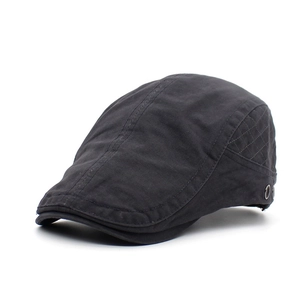 Casquette plate classique en coton pour hommes et femmes avec détails matelassés gris foncé