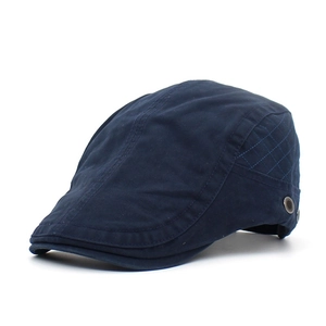 Béret classique en coton bleu foncé pour hommes avec surpiqûres latérales