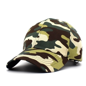 Classic outdoor jungle camouflage cotton baseball cap with curved brim and six-panel design
