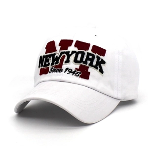 Classic white NY baseball cap with 3D embroidery showing New York and Since 1946 text