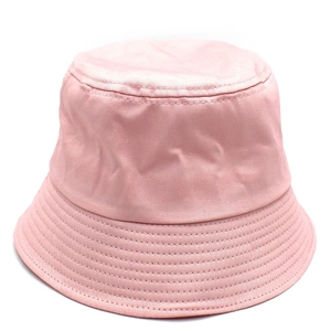 Classic pink cotton bucket hat with a flat top and stitched brim for summer sun protection