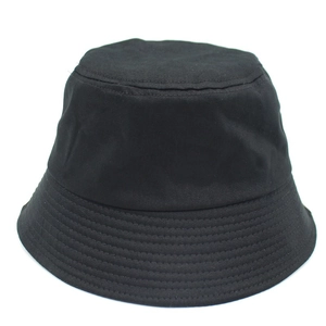 Classic black cotton bucket hat with parallel stitched brim for sun protection in summer