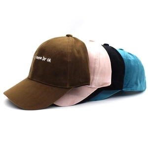 Soft velvet baseball caps with 'gonna be ok' embroidery in multiple colors for women and kids