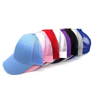 Multi-colored breathable mesh trucker hats with curved brims for outdoor sports wear