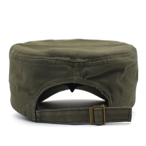 Classic army green cotton patrol cap with adjustable metal buckle back closure