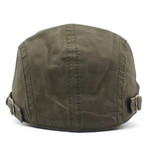 Béret réglable en coton vert foncé avec triple couture et boucle métallique arrière