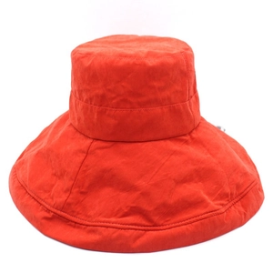 Bright orange-red wide brim sun hat with waterproof fabric for outdoor beach travel