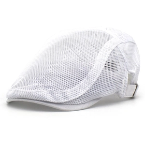 Detail of white mesh ivy cap showing breathable honeycomb fabric and adjustable strap