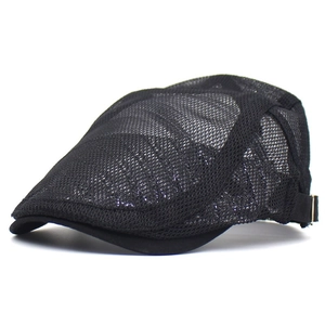 Unisex Summer Breathable Mesh Beret Flat Cap Outdoor Sun Protection Adjustable Mesh Ivy Cap Solid Color Fashion Travel Hat
