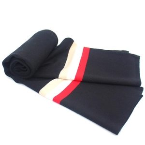 Classic black cashmere scarf for men and women with elegant striped edge detail