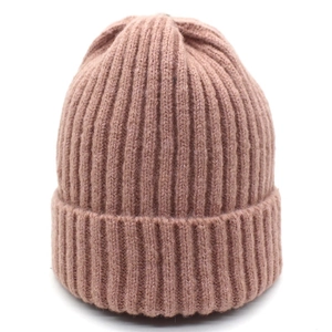 Winter Warm Knitted Beanie Hat For Women Men Kids Parent-Child Soft Solid Color Ribbed Knit Rolled Edge Woolen Skull Cap