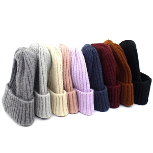 Classic ribbed knit beanie collection in nine colors featuring a wide folded cuff design