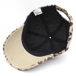 Women's leopard print wool baseball cap with cozy acrylic blend and soft inner lining