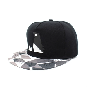 Casquette de Baseball Snapback Unisexe Bord Imprimé Géométrique Hip Hop Streetwear Bord Plat Chapeau de Soleil Avec Patch Pingouin pour Homme Femme