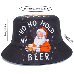 Détail du chapeau bob de Noël avec imprimé Père Noël bière et guide des tailles