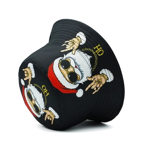 Bob noir stylé avec un imprimé Père Noël hip-hop, lunettes de soleil et motif HO