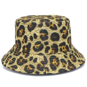 Fashion Leopard Print Bucket Hat For Women Men Reversible Cotton Sun Protection Fisherman Hat Streetwear Outdoor Foldable Basin Hat