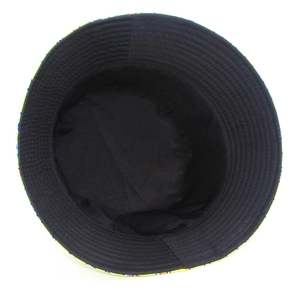 Detailed top view showing the black lining and precise stitching of the reversible bucket hat