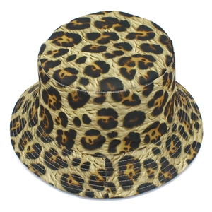 Classic leopard print bucket hat with stitched brim for outdoor sun protection and fashion