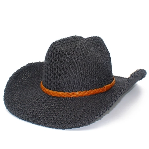 Western Hollow Woven Cowboy Straw Hat For Women Men Breathable Sun Protection Beach Hat With Woven Band Casual Summer Outwear