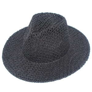 Chapeau Panama classique en paille tressée noire pour hommes et femmes à large bord