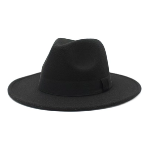 Chapeau fedora classique en feutre noir avec ruban assorti pour hommes et femmes