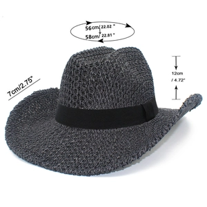 Tabella taglie dettagliata per cappello cowboy in paglia grigia con misure 56-58cm
