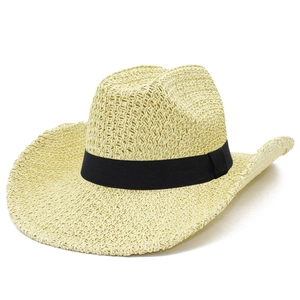 Cappello da Cowboy in Paglia Traforata Estivo Outdoor per Uomo Donna Traspirante Protezione Solare Tesa Larga Viaggio Spiaggia