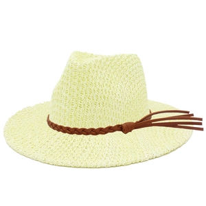 Elegant woven straw sun hat for women with breathable wide brim and brown ribbon trim