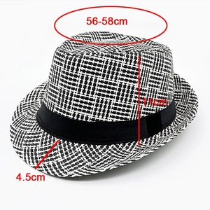 Detailed view of the fedora hat dimensions with height and brim size markings