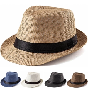 Cappello Fedora di Paglia Rétro Con Nastro Estate Protezione Solare Traspirante Cappello Jazz per Uomo Donna All'aperto