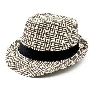 Straw fedora sun hat with classic black ribbon band and vintage weave for summer