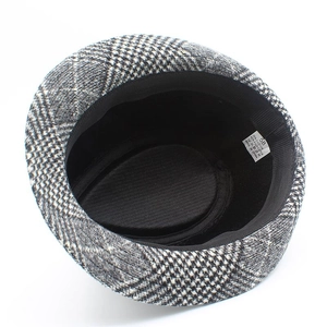 Classic British plaid wool fedora hat with sweatband and 58cm cotton-polyester lining
