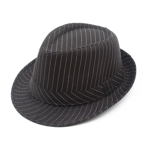 Classic black and white striped fedora hat for men in a stylish British gentleman style