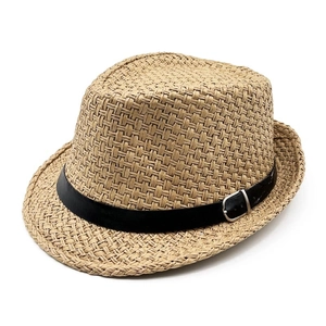 Summer Straw Fedora Hat For Men Women Breathable Paper Weave Beach Sun Hat With Leather Belt Buckle Jazz Style Cap