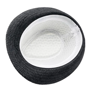 Vista interna del cappello di paglia nero con fascia tergisudore e taglia 58